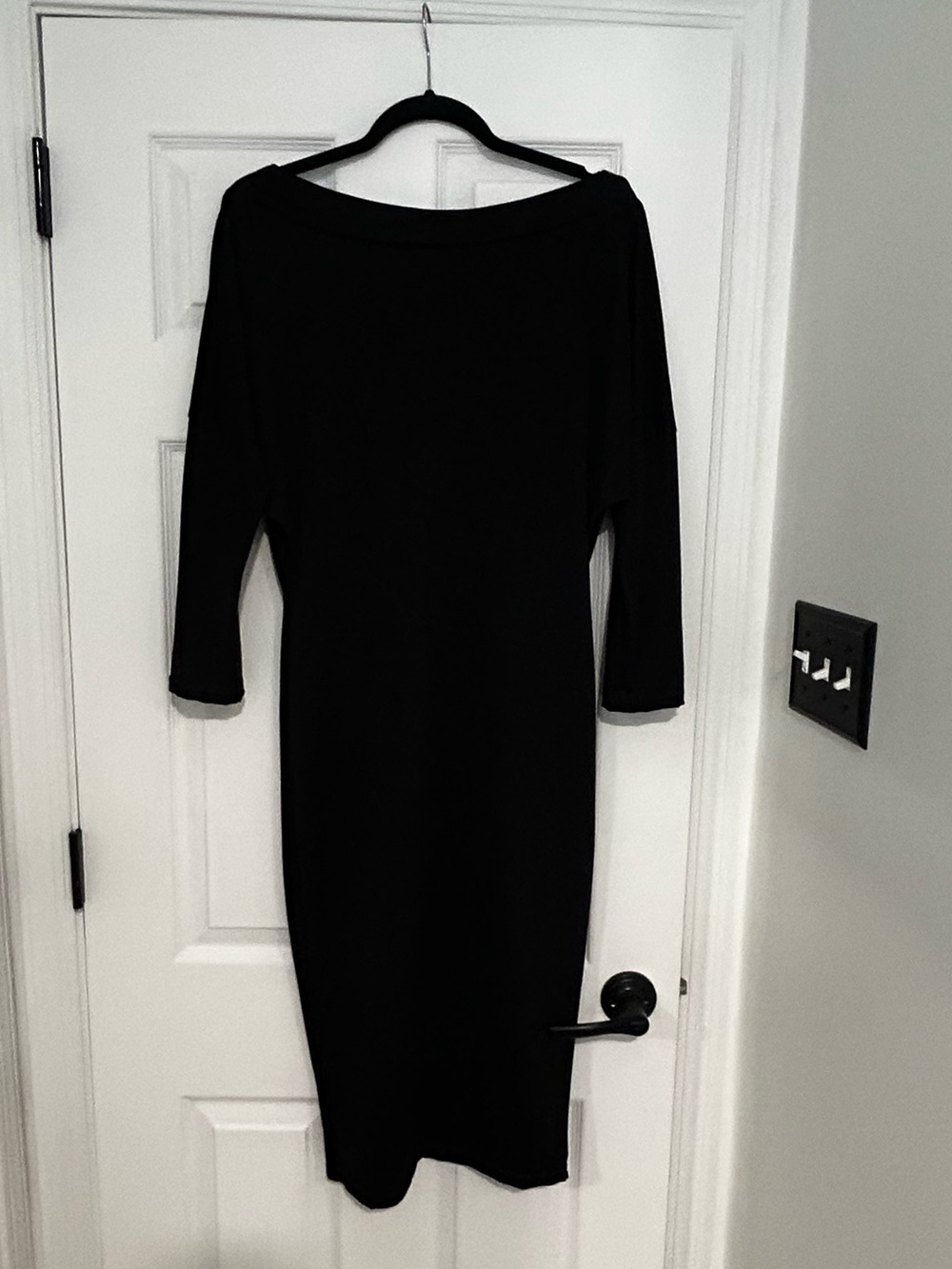 Classic Black Boatneck Sheath Dress - size L/XL